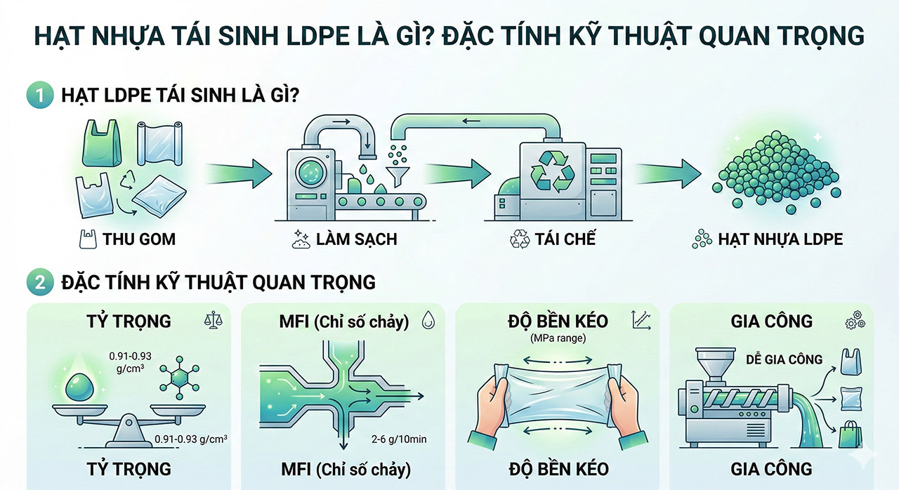 Hạt Nhựa Tái Sinh LDPE Là Gì Đặc Tính Kỹ Thuật Quan Trọng