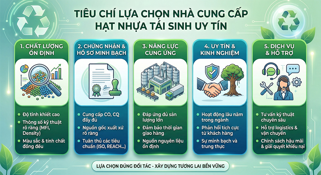 Tiêu Chí Lựa Chọn Nhà Cung Cấp Hạt Nhựa Tái Sinh Uy Tín
