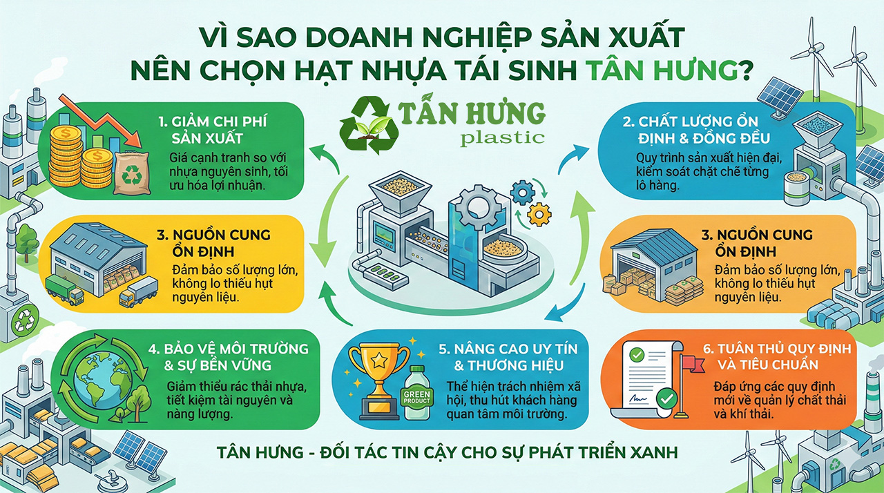 Vì Sao Doanh Nghiệp Sản Xuất Nên Chọn Hạt Nhựa Tái Sinh Tân Hưng
